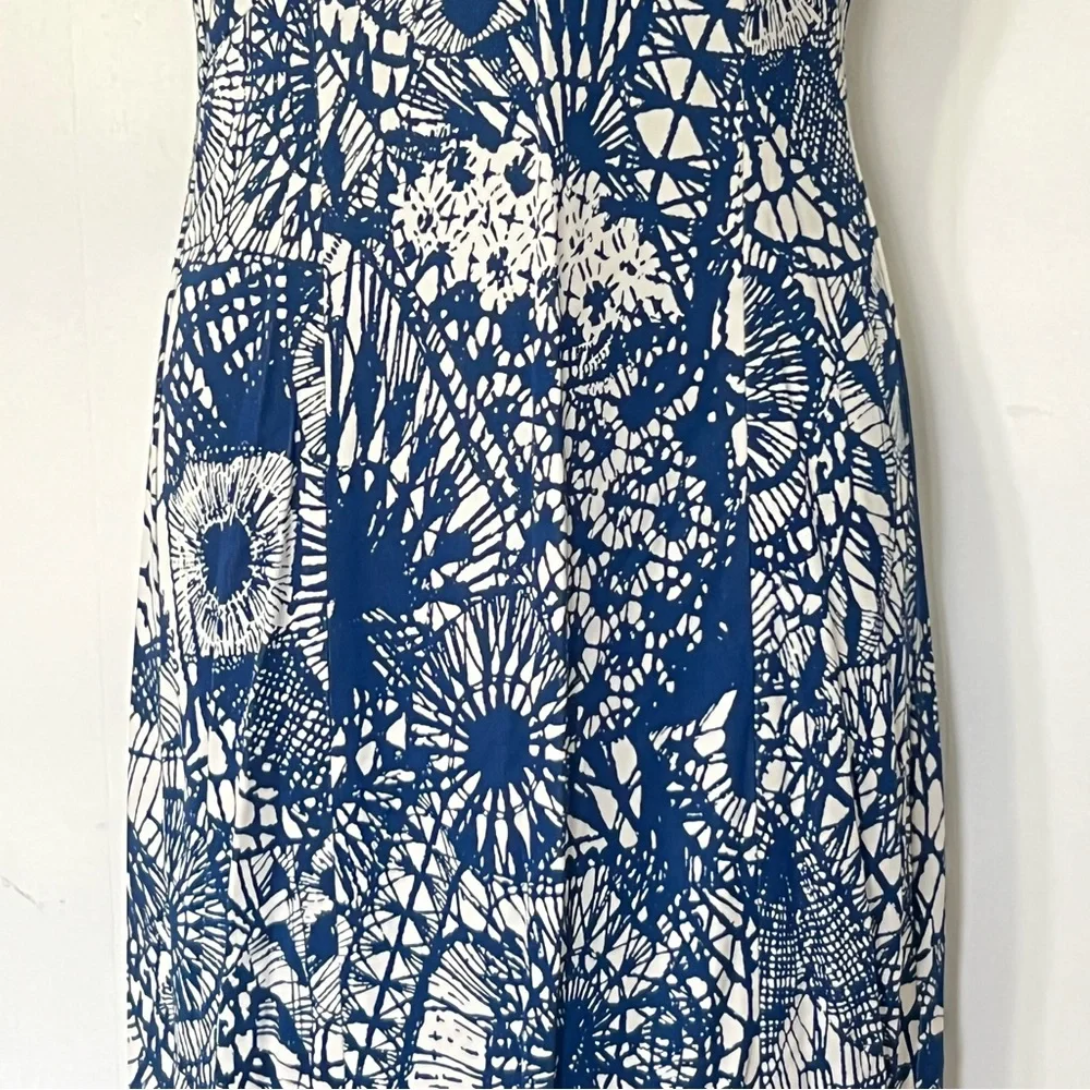 Tory Burch Baltic Sea Dream Catcher V-Neck Cap Sleeve Midi Dress Size XS